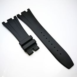 28 mm - 18 mm zwarte rubberen horlogeband armband voor AP Royal Oak Offshore 42 mm modellen