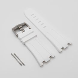28 mm - 24 mm witte rubberen bandband voor AP Royal Oak Offshore 42 mm horloge