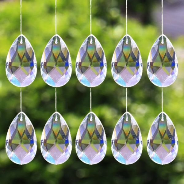 Prisme de cristaux en forme de larme de 28mm, attrape-soleil, lustre en verre transparent, pièces en cristal, bricolage, pendentif suspendu, bijoux, entretoise à facettes