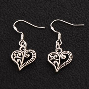 Pendientes colgantes de araña de corazón de media flor 925 Gancho de oreja de pescado de plata 40 par / lote E919 13.2x31.5mm