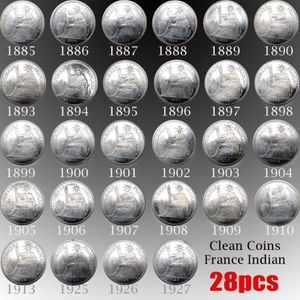 28pcs 27g Frankrijk Indian Clean Volledige Set Munten Vrijheidsbeeld Zittend Coins343W