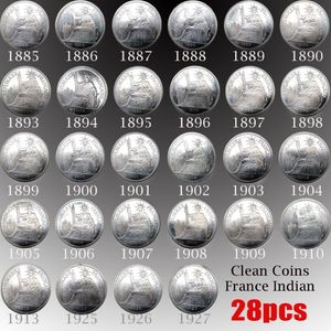 Ensemble complet de pièces de monnaie indiennes, 28 pièces, 27g, France, Statue de la liberté assise, 2312