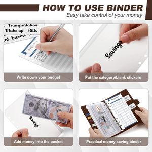 28PCS A6 Budget Binder Planner met cash enveloppen met rits, kostenbudgetbladen, contante organisator voor budgettering en geldbesparend