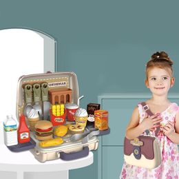 28pcs Kid Kitchen Toy Set Sale Role Play Educatief geschenk Baby Play Food Kit Hamburger Frites Fries Ice Cream Coke Assembly Game 240420