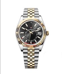 29 kleuren luxe herenhorloges 42 mm zwarte wijzerplaat 336934 336935 336938 gecanneleerde bezel automatisch uurwerk roestvrijstalen herensporthorloges