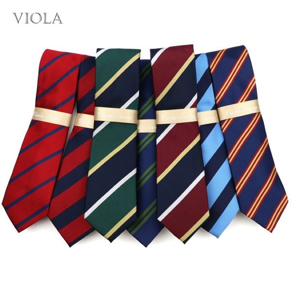 29 couleurs cravate rayée 7 cm Polyester jeunes hommes rouge bleu vert marine cravate costume décontracté formel quotidien cravate qualité cadeau accessoire 2265C