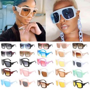 Lunettes de soleil carrées surdimensionnées pour femmes, 29 couleurs, noir, rose, une pièce, grande monture, lunettes de marque pour hommes, en vrac, 2021