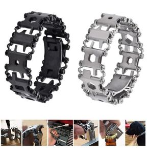 29 in 1 Bracelet de bande de roulement multifonction outils de pilote de boulon extérieur kit Voyage Friendly Friendly Multitool Indexless en acier inoxydable outils Y7251497