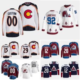 29 Maillot de hockey rétro inversé Nathan MacKinnon 8 Maillots Cale Makar Mikko Rantanen Gabriel Landeskog Miles Wood Joe Sakic Valeri Nichushkin Ryan Johansen