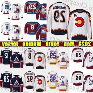 #29 Nathan Mackinnon Reverse Retro Hockey Jersey #8 Cale Makar Mikko Rantanen Gabriel Landeskog Miles Wood Joe Sakic Valeri Nichushkin Ryan 75 47