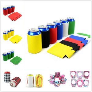 29 estilos medio ambiente soportes para latas de cerveza coloridos soportes rechonchos alimentador de neopreno taza enfriador bolsas para latas de comida de viento cubierta herramientas de cocina