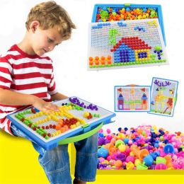 296/352/592PCS Mushroom Nail Diy Handmade Toys Montessori Educatief speelgoed Intelligent 3D Puzzle Game Jigsaw Board Gifts