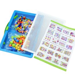 296PCS Mushroom Nail Diy Handmade Toys Children's Montessori Educatief speelgoed Intelligent 3D Puzzle Game Jigsaw Board Gifts