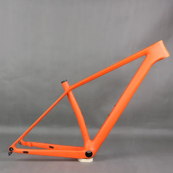 Cadre de vtt de montagne semi-rigide en Fiber de carbone 29er Boost FM199 BB92 support inférieur peinture Orange support de frein à disque plat