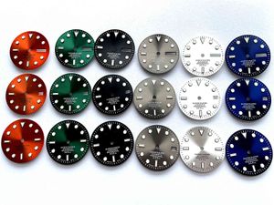 29mm wijzerplaat gezichtsinzetstukken NH35 automatische mechanische beweging voor horloge groene lichtgevende accessoires wijzigen