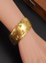 Bracelets de 29 mm de large pour femmes039S 14 K jaune en or solide rempli de bijoux de dubai bracelets ouverts Bracelets Bridal Giftmom présent5489056