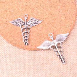 29 stks Charms Caduceus Medische Symbool MD 40 * 40mm Antieke Maken Pit, Vintage Tibetaans Zilver, DIY Handgemaakte Sieraden