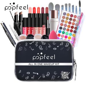 Kit de maquillage 29 pièces en 1, comprenant fond de teint liquide, Palette de fard à paupières, Eyeliner, rouge à lèvres, brillant à lèvres, Kit bouffant de poudre KIT003F