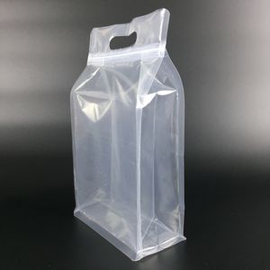 Bolsa de embalaje de pie con cierre de cremallera altamente transparente de 29x18 con soporte de asa, bolsas de plástico con cierre de cremallera, bolsas de embalaje