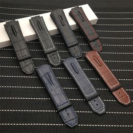 29x19mm zwart blauwbruine koe echt leer met siliconen horlogeband horlogeband voor Hublot -riem voor King Power Series Hub op 220622