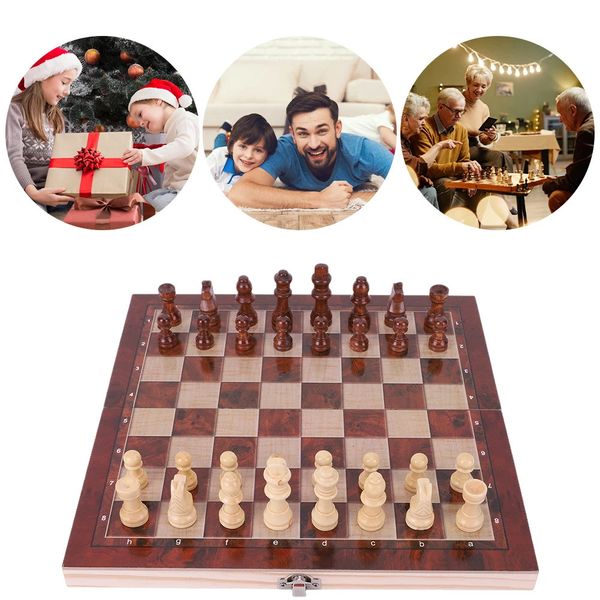 29x29 cm grand échiquier développement de la pensée stratégique jeu d'échecs en bois cadeaux jeu de société en bois non toxique pour les enfants adultes 240102
