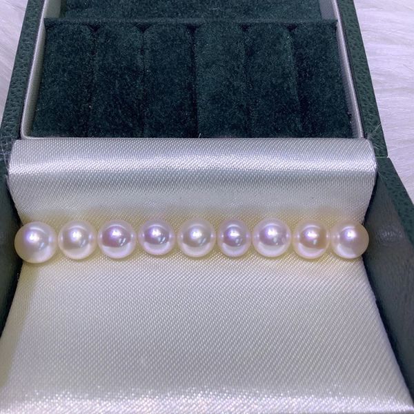 Zhuji – bijoux en perles naturelles 2A, prix de gros d'usine, 55mm, 6mm, 7mm, 8mm, perles rondes blanches parfaites, amples, demi-trou, 240108