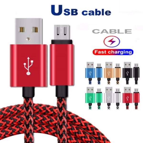 Câbles USB 2A Type C pour synchronisation de données, adaptateur de téléphone, épaisseur solide, câble micro tressé pour iphone, Samsung, huawei, xiaomi