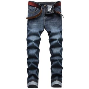 2asg Hommes Jeans Hommes Striaght Fit Classique Bleu Marine Denim Pantalon Mâle Smart Casual Long Élastique Taille 42