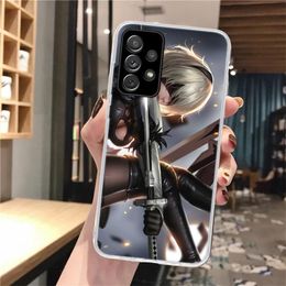 Caso de teléfono suave de anime 2B Nier Automata para Samsung Galaxy A52 A53 A54 A12 A13 A14 A22 A23 A24 A32 A33 A34 A72 A73 A42 Patt