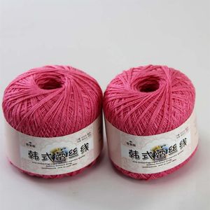 2BallsX50g Zachte Katoenen Garen Draad Gehaakte Kant Truien Breien Gehaakt 16103-2 Berry Pink305H