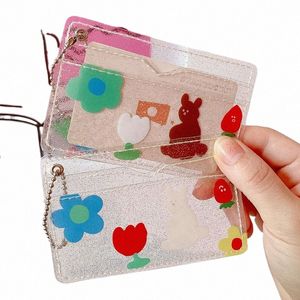 2bits Mignon Ours Lapin Transparent Étanche PVC Femmes Carte Cas Busin Titulaire De La Carte Filles Carte De Crédit Sac ID Mini Portefeuille V3iB #