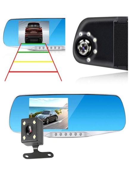 2CH 1080P Full HD 43quot Double Lens Car DVR Auto Digrac Dashcam Mirror Recorder 170 degrés Night Vision Gsensor Parking Monit6029125