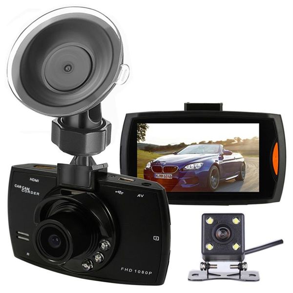 2Ch Car DVR Grabadora de video digital Cámara de tablero 2 7 Pantalla Frontal 140 ° Trasero 100 ° Ángulo de visión amplio FHD 1080P Night Vision266U