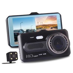 Enregistreur vidéo de conduite DVR pour voiture, 2 canaux, double objectif, caméra avant 170° arrière 120°, écran 4 pouces, full HD 1080P, capteur G, détection de mouvement