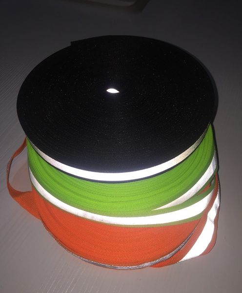 2 cm * 5 m de alta visibilidad señal de tráfico fluorescente verde naranja reflexivo de la cinta de advertencia de la cinta de la cinta de la ropa de la ropa de costura de la tira de costura del poliéster Reflexión