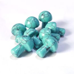 2CM Gesneden Mini Paddestoel Standbeeld Ornament Imitatie Turquoise steen Patroon Hars Home Decor Gift Groothandel
