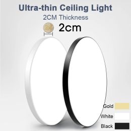 2 cm ultrathin LED -plafondlampen in woonkamer Slaapkamer Natuurlijk licht Goud zwart wit vocht en muggenbestendige plafondlampen