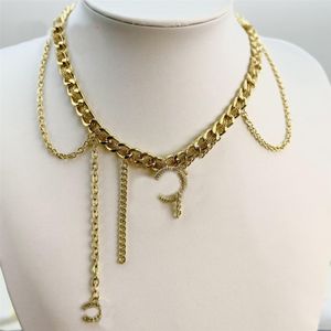 2 Color 18K Gold vergulde luxe merkontwerper Hangers kettingen Roestvrij stalen kwastje Letter Choker Pendant ketting Juwelassen Accessoires Geschenken