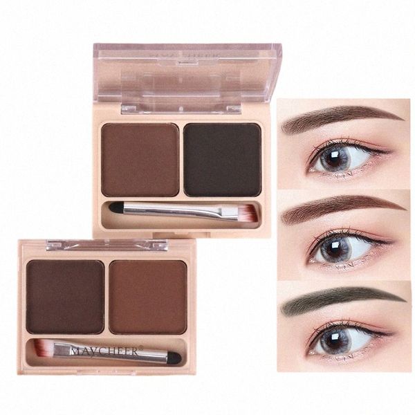 2 colores de sombra de ojos en polvo maquillaje negro marrón café impermeable ceja en polvo sombra de ojos paleta de cejas con cepillo crema para cejas 26sn #