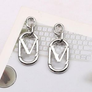 2 kleur Mode Luxe Merk Letters Dangle Stud Geometrische Beroemde Vrouwen Kwasten 18K Vergulde 925 Zilveren Oorbel Bruiloft Jewerlry