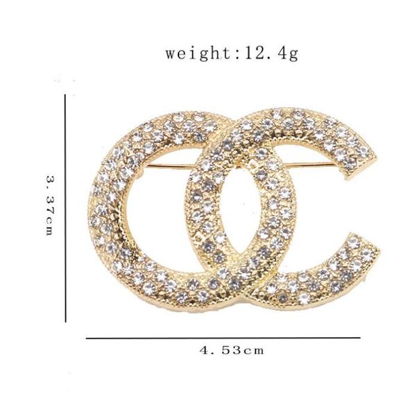 2color Femmes Marque Designer Double Lettre Broches Strass Diamant Cristal Cercle En Métal Broche Costume Laple Pin Mode Femmes Bijoux Accessoires