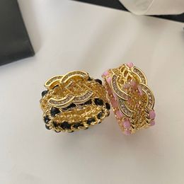 2colot Nooit Vervagen Merk Dubbele Letter Band Ring 18K Vergulde Kristal Messing Koper Open Ringen Mode Ontwerper Mannen Vrouwen Stellen Bruiloft Sieraden Geschenken