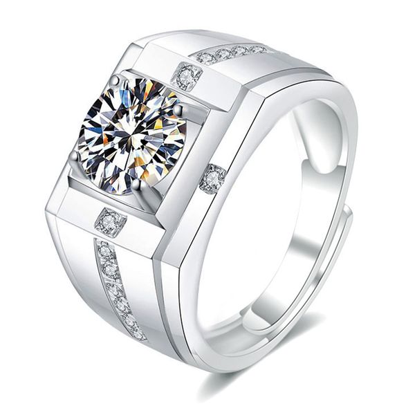 Bague en diamant Moissanite 2ct 100% pour hommes, bracelet de mariage en or jaune 18 carats, bijoux de mariée en argent Sterling S925, vente en gros GRA