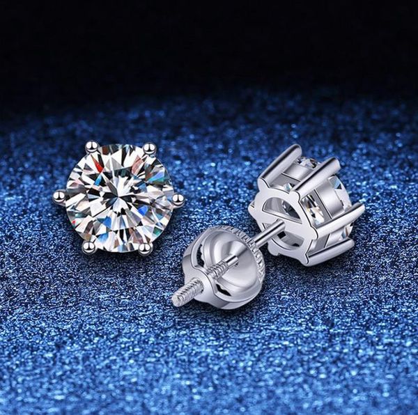 Pendientes de moissanita de 2ct para mujeres y hombres, pendientes tipo botón de plata fina 925 chapados en oro blanco con diamante de laboratorio, joyería de buenos de lujo