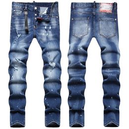 2Designer Purple Jeans Hommes Femmes High Street Wash denim Bouton de fermeture éclair brodé Slim Jeans à jambe droite Vêtements de rue de la mode classique avec des jeans de luxe # 16