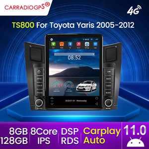 2din Android 11 Carplay pour Tesla Vertical Car dvd Radio Vidéo Stéréo pour Toyota Yaris 2005-2012 Lecteur multimédia GPS Navigation BT