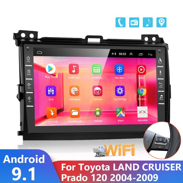 2Din Android 9.1 GPS Navigation autoradio 8 ''Audio WIFI lecteur multimédia pour Toyota LAND CRUISER Prado 120 2004-2009