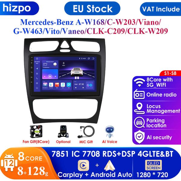 Lecteur multimédia de voiture Android 2din pour mercedes-benz A W168 C W203 G W463 Vaneo Vito Viano CLK classe C209 GPS Carplay 4G RDS DSP