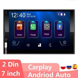 Auto Audio 2Din CarPlay Radio 7 "Universele Multimedia Player SD USB 16EQ Bluetooth Mirrorlink Autoradio Stereo-ontvanger