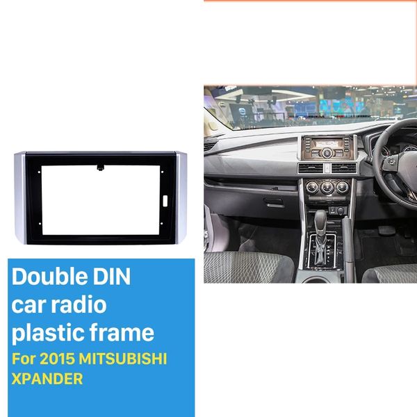 Panneau de cadre de Fascia d'autoradio 2din, Kit de montage d'installation de garniture de tableau de bord 9 pouces pour MITSUBISHI XPANDER 2015 style OEM